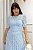 Vestido midi Renda e saia peplum azul bebe - Imagem 3