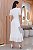 Vestido midi Renda e saia peplum branco off - Imagem 2