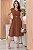 Vestido Midi decote V com cinto Marrom - Imagem 1