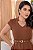 Vestido Midi decote V com cinto Marrom - Imagem 3