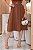 Vestido Midi decote V com cinto Marrom - Imagem 5