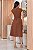 Vestido Midi decote V com cinto Marrom - Imagem 2