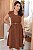 Vestido Midi decote V com cinto Marrom - Imagem 4