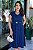 Vestido Midi decote V com cinto Azul Marinho - Imagem 5