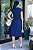 Vestido Midi decote V com cinto Azul Marinho - Imagem 2