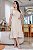 Vestido Midi decote quadrado e duplo babado Bege - Imagem 1