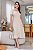 Vestido Midi decote quadrado e duplo babado Bege - Imagem 6