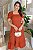 Vestido Midi decote quadrado e duplo babado Telha - Imagem 4