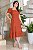 Vestido Midi decote quadrado e duplo babado Telha - Imagem 6