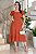 Vestido Midi decote quadrado e duplo babado Telha - Imagem 1