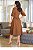 Vestido midi manga 3/4 e guipir Marrom - Imagem 2