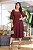 Vestido midi manga 3/4 e guipir Vinho - Imagem 1