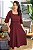 Vestido midi manga 3/4 e guipir Vinho - Imagem 3