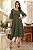Vestido midi manga 3/4 e guipir Verde Oliva - Imagem 1