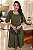 Vestido midi manga 3/4 e guipir Verde Oliva - Imagem 3