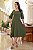 Vestido midi manga 3/4 e guipir Verde Oliva - Imagem 6