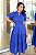 Vestido luxo laise 3D gola padre Azul Royal - Imagem 3