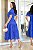 Vestido luxo laise 3D gola padre Azul Royal - Imagem 2