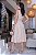 Vestido Midi bordado com cinto e bolso Bege - Imagem 2