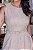 Vestido Midi bordado com cinto e bolso Bege - Imagem 5