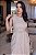 Vestido Midi bordado com cinto e bolso Bege - Imagem 3