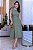 Vestido Midi bordado com cinto e bolso Verde - Imagem 1