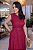 Vestido Midi bordado com cinto e bolso Marsala - Imagem 3