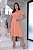 Vestido evasê manga curta Salmão - Imagem 1