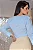 Camisa Feminina Azul Manga 7/8 com Botões Fake - Imagem 3