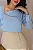 Camisa Feminina Azul Manga 7/8 com Botões Fake - Imagem 2