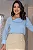 Camisa Feminina Azul Manga 7/8 com Botões Fake - Imagem 4