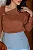 Camisa Feminina Marrom Manga 7/8 com Botões Fake - Imagem 2