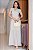 Vestido longo listrado com botoes Marrom - Imagem 1