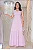 Vestido longo listrado com botoes Fucsia - Imagem 1