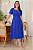 Vestido midi com lapela lateral e botes encapado Azul Royal - Imagem 1