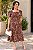 Vestido midi bordado cordone e guipir Marrom - Imagem 1