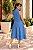 Vestido evasé cavado com botões frontal azul jeans - Imagem 2