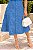 Vestido evasé cavado com botões frontal azul jeans - Imagem 4