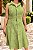 Vestido evasé cavado com botões frontal verde pistache - Imagem 4