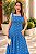 Vestido longuete decote quadrado poá Azul jeans - Imagem 1