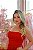 Conjunto Midi Renda Guipir Vermelho Blusa alça fina e saia Mod Justa - Imagem 2
