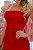 Conjunto Midi Renda Guipir Vermelho Blusa alça fina e saia Mod Justa - Imagem 5