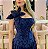 Vestido Midi Rendado Azul marinho com Maxi flor - Imagem 3