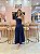Vestido Midi Rendado Azul marinho com Maxi flor - Imagem 1