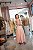 Vestido midi petal diary balonê em tecido teclado bege e rosa - Imagem 1