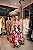 Vestido midi max floral rosa com fundo preto de póa - Imagem 1