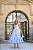 VESTIDO SECRET DE JARDIN MIDI DE CAMBRAIA LISTRADA AZUL E OFF WHITE - Imagem 3