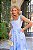 VESTIDO SECRET DE JARDIN MIDI DE CAMBRAIA LISTRADA AZUL E OFF WHITE - Imagem 1