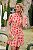VESTIDO CORAL CURTO DE VISCOLINHO BORDADO BEGE E VERMELHO - Imagem 1