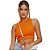 Camiseta Cropped Myft Com Amarração Laranja Feminino - Imagem 1